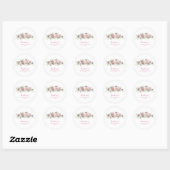 Roze Rozen & Groen Bruiloft Dank u Ronde Sticker (Vel)