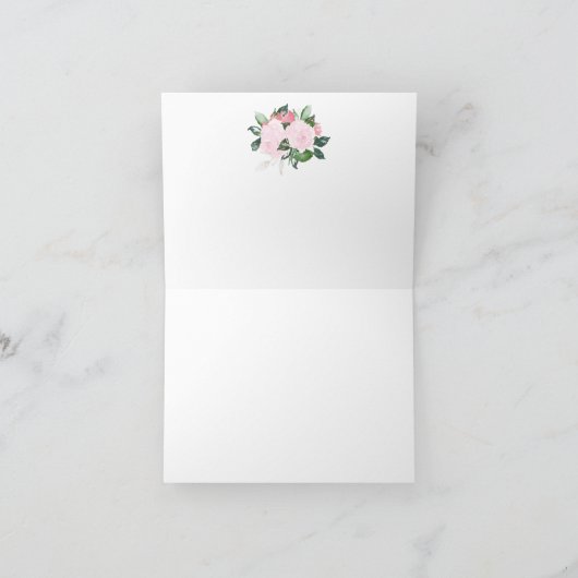 Roze Rozen groen geometrisch dank u Bedankkaart (Binnen)