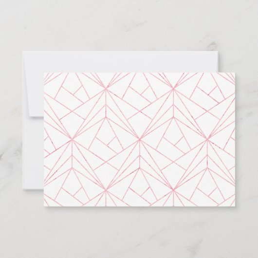 Roze Rozen groen geometrische RSVP (Achterkant)