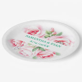 Roze Rozen & Groen Loof Huwelijkspersoonlijk Papieren Bordje (Gekanteld)