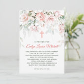 Roze Rozen Groene Bladeren Doop Gebed Kaart (Staand voorkant)