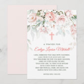 Roze Rozen Groene Bladeren Doop Gebed Kaart (Voorkant / Achterkant)