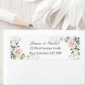 Roze Rozen Groene Bladeren retouradres Label (Insitu)