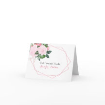 Roze Rozen Groene Geometrische Dank Je