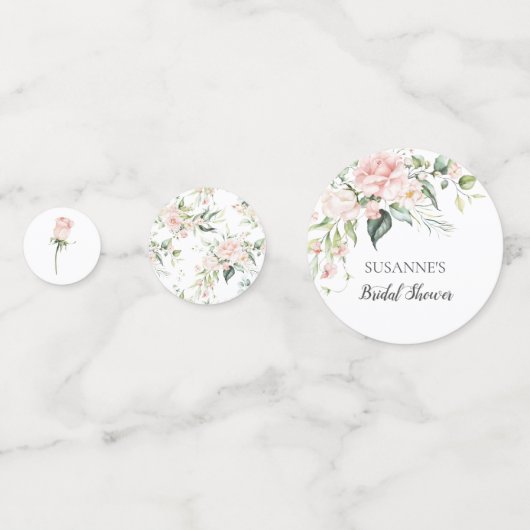 Roze Rozen Groene Huwelijks Bruidscadeau Shower Confetti (Voorkanten)