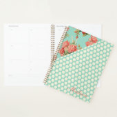 Roze Rozen Groene Stippen Girly Trendy Monogram Planner (Display)