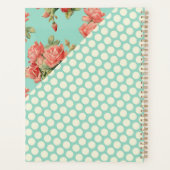 Roze Rozen Groene Stippen Girly Trendy Monogram Planner (Achterkant)