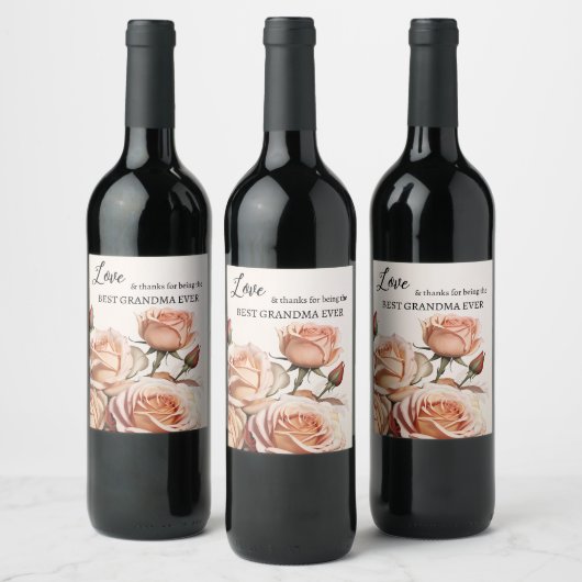 Roze Rozen Grootmoeder Wijn Etiket (Flessen)