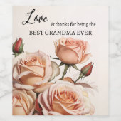Roze Rozen Grootmoeder Wijn Etiket (Enkel label)
