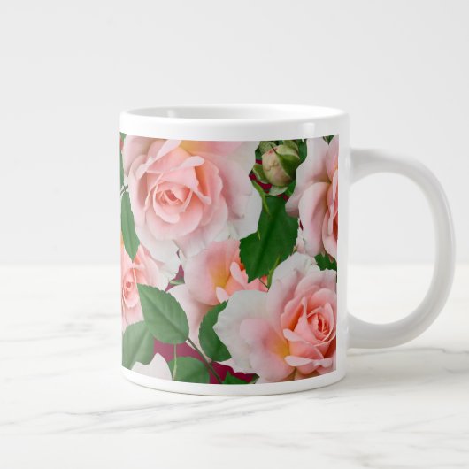 Roze rozen grote koffiekop (Rechts)