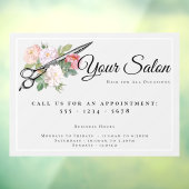 Roze rozen Hair Salon Openingstijden Licht grijs Raamsticker (Vel 3)