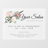 Roze rozen Hair Salon Openingstijden Licht grijs Raamsticker (Vel)