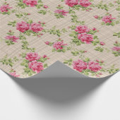 Roze rozen hand geverfd cadeaupapier (Hoek)