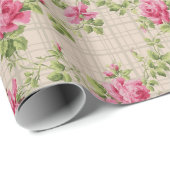 Roze rozen hand geverfd cadeaupapier (Rol Hoek)
