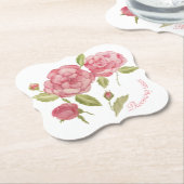 Roze rozen hand tekenpotlood T-Shirt Cushion Tri Kartonnen Onderzetters (Gekanteld)