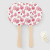 Roze rozen handwaaier (Voorkant en achterkant)