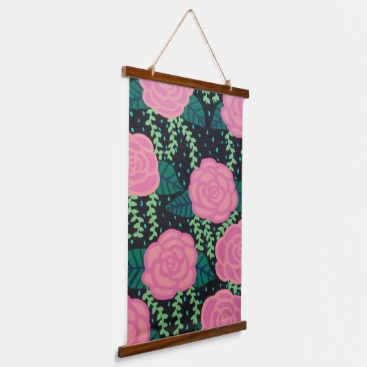 Roze Rozen Hangend Wandkleed (Gebogen)