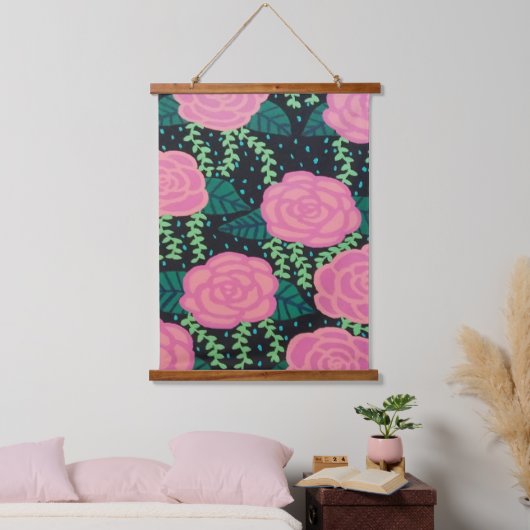 Roze Rozen Hangend Wandkleed (Slaapkamer)