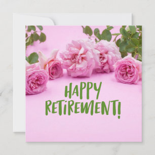 Roze rozen Happy Retirement op roze achtergrond Kaart