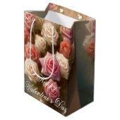 Roze rozen hart bouquet valentijn medium cadeauzakje (Achterkant Gekanteld)