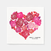 Roze Rozen Hart Cluster Custom Wedding Servetten (Voorkant)