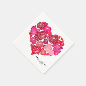 Roze Rozen Hart Cluster Custom Wedding Servetten (Hoek)