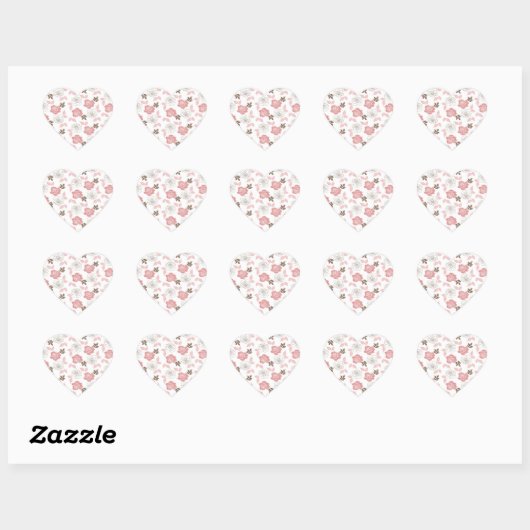 Roze rozen hart sticker (Vel)