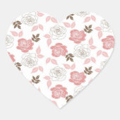 Roze rozen hart sticker (Voorkant)