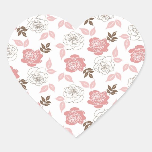 Roze rozen hart sticker (Voorkant)