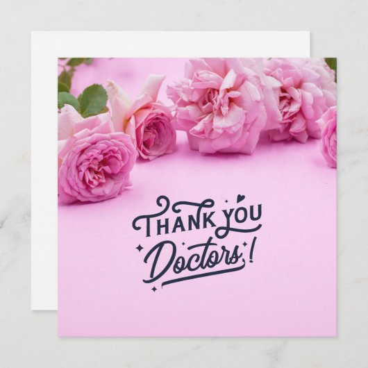 Roze rozen Hartelijk dank voor uw arts (Voorkant / Achterkant)