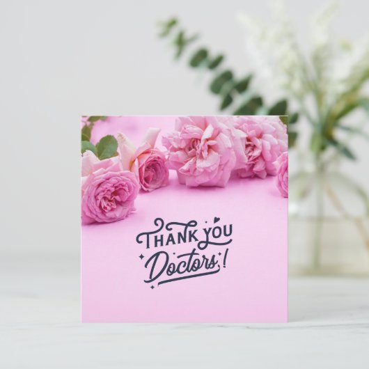 Roze rozen Hartelijk dank voor uw arts (Staand voorkant)
