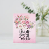 Roze rozen Hartelijk dank voor uw kaart op roze ac (Staand voorkant)