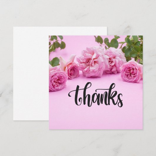 Roze rozen Hartelijk dank voor uw kaart op roze ac (Voorkant / Achterkant)