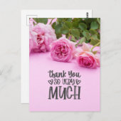 Roze rozen Hartelijk dank voor uw kaart op roze ac (Voorkant / Achterkant)