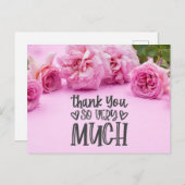 Roze rozen Hartelijk dank voor uw kaart op roze ac (Voorkant / Achterkant)