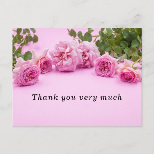 Roze rozen Hartelijk dank voor uw kaart op roze ac (Voorkant)