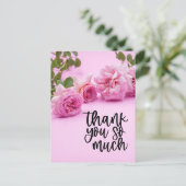 Roze rozen Hartelijk dank voor uw kaart op roze ac (Staand voorkant)