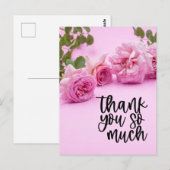 Roze rozen Hartelijk dank voor uw kaart op roze ac (Voorkant / Achterkant)