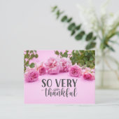 Roze rozen Hartelijk dank voor uw kaart op roze ac (Staand voorkant)