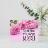 Roze rozen Hartelijk dank voor uw kaart op roze ac (Staand voorkant)