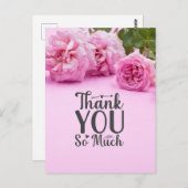 Roze rozen Hartelijk dank voor uw kaart op roze ac (Voorkant / Achterkant)