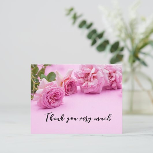 Roze rozen Hartelijk dank voor uw kaart op roze ac (Staand voorkant)
