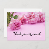 Roze rozen Hartelijk dank voor uw kaart op roze ac (Voorkant / Achterkant)