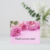 Roze rozen Hartelijk dank voor uw kaart op roze ac (Staand voorkant)
