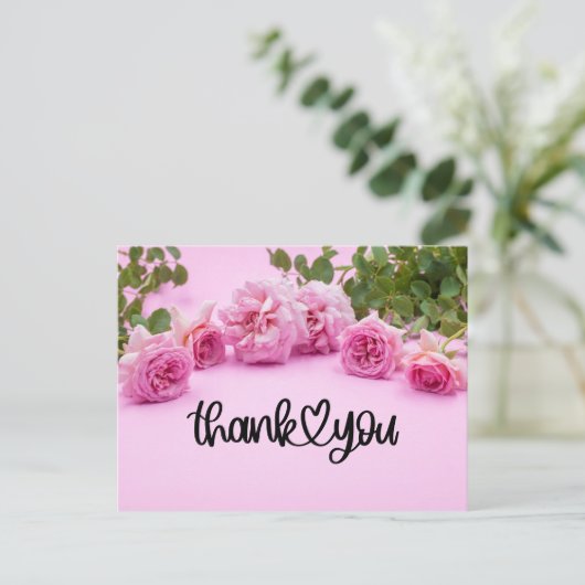 Roze rozen Hartelijk dank voor uw kaart op roze ac (Staand voorkant)