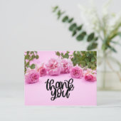 Roze rozen Hartelijk dank voor uw kaart op roze ac (Staand voorkant)