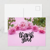 Roze rozen Hartelijk dank voor uw kaart op roze ac (Voorkant / Achterkant)