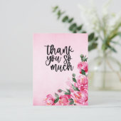 Roze rozen Hartelijk dank voor uw kaart op roze ac (Staand voorkant)