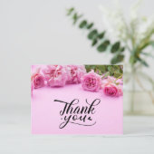 Roze rozen Hartelijk dank voor uw kaart op roze ac (Staand voorkant)