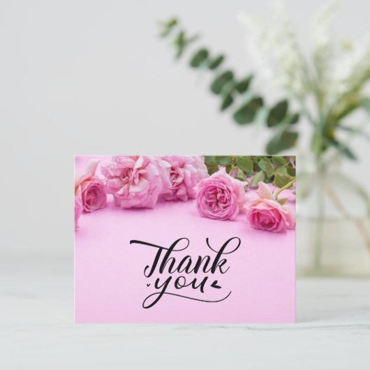 Roze rozen Hartelijk dank voor uw kaart op roze ac (Staand voorkant)